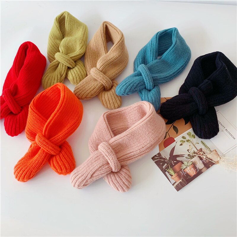 Korean Version Candy-colored Knitting Scarf Children Autumn Winter All-match Baby Warm Woolen Yarn Boys Girls Soft Collars D49
