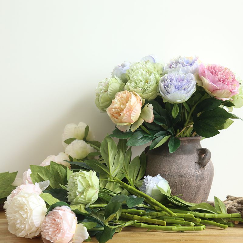 42cm konstgjord pion blomma gren hem trädgård dekoration tillbehör baby shower födelsedagsfest tillbehör flores artificiais