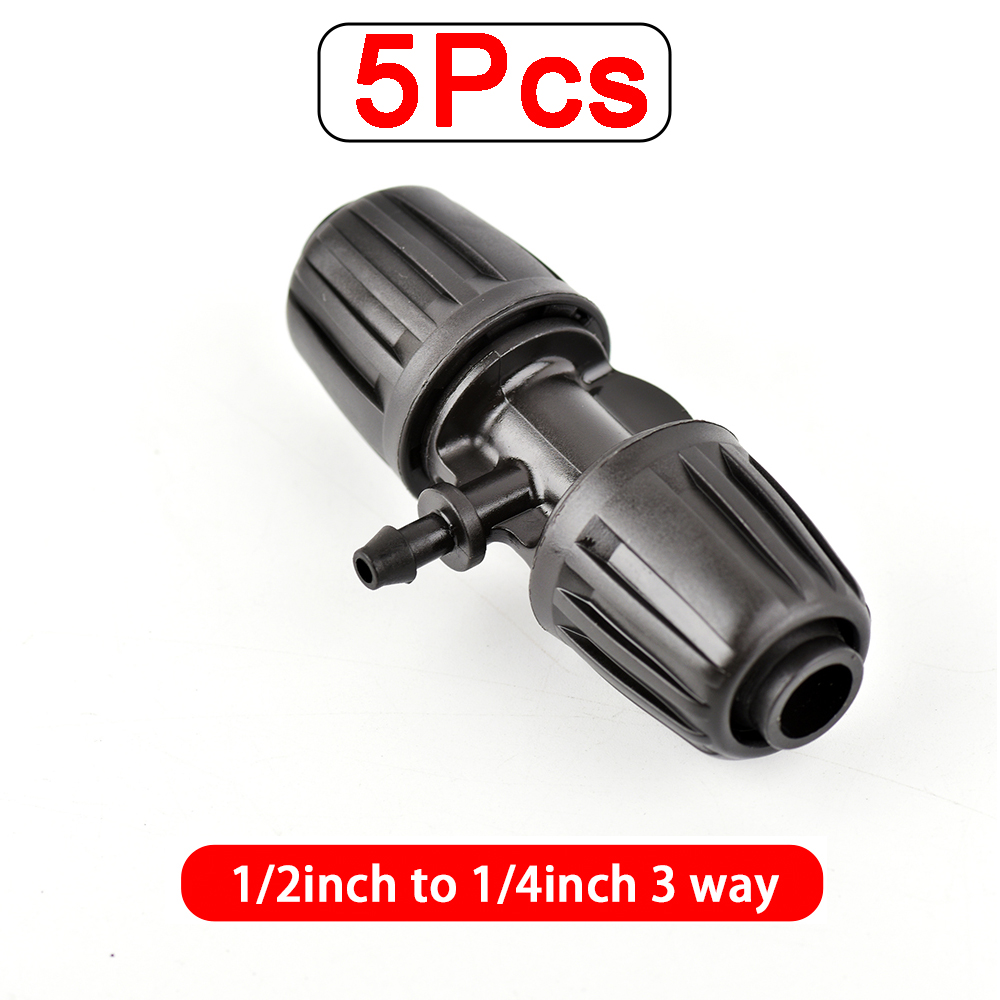 5 sztuk 16mm 1/2 ''złącze rurowe PE rozdzielacz trójnik złączka gwintowana blokada do węża 4/7mm podlewanie ogrodu nawadnianie kroplowe: WHITE