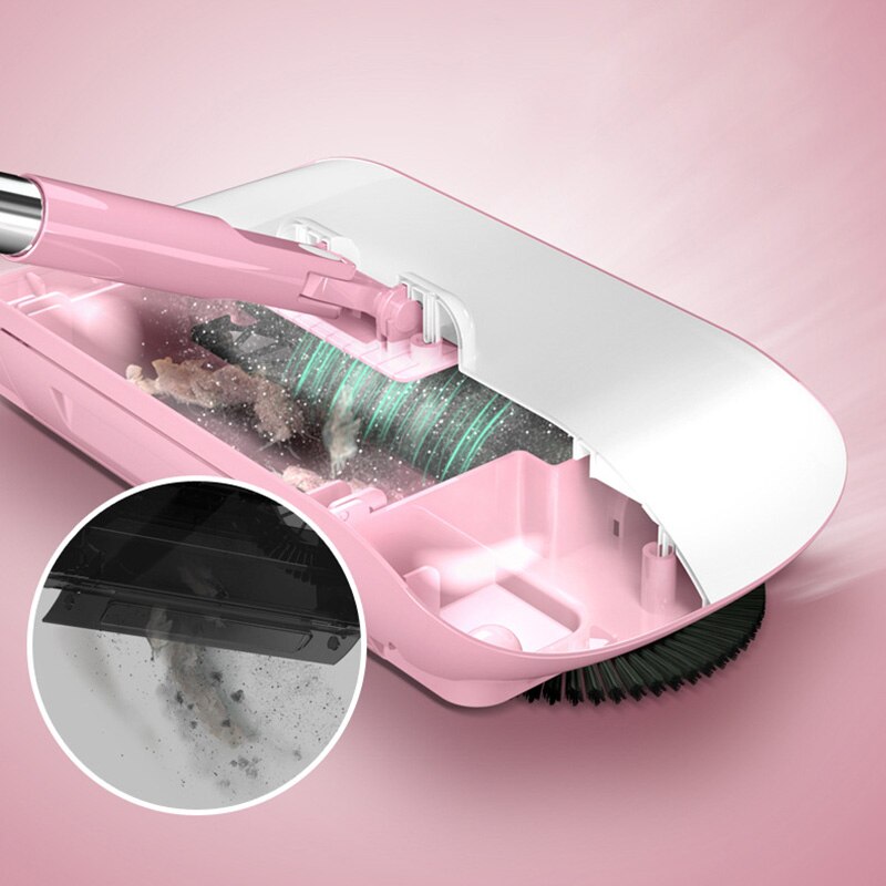 Broom Dustpan Mop All-In-One Hand Push Sweeper Home Cleaning Products Stainless Steel Cleaning Mop No Dead Corner Sweeper