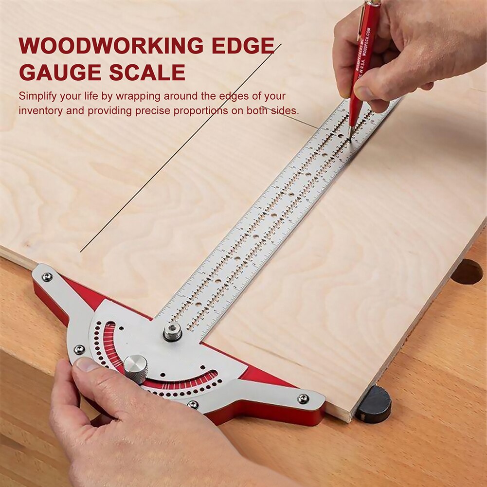 Multifunction Woodworkers Edge Rule Inch MM Woodworking Scriber Gauge Aluminum Steel Measuring Marking Framing Ruler Tool Retail