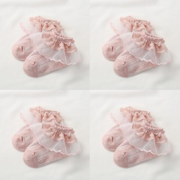 Calcetines de punto con pompones para niñas, medias de princesa, para verano, 24 pares: Rosa