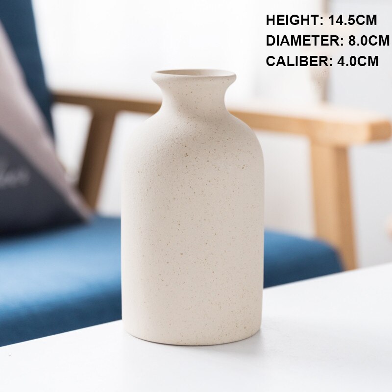 Simple Ceramic Vases Retro Frosted Ceramic Decoration Home Furnishing Nordic Retro Pastoral Vase Crafts: C