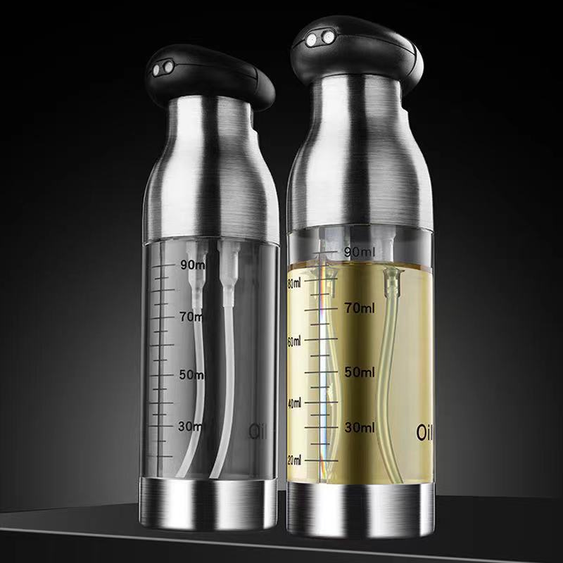Stainless Steel Olive Oil Sprayer Bottle Double head spray bottle Push-type Nozzle Kitchen Oil Sprayer Bottle Dispenser BBQ Tool