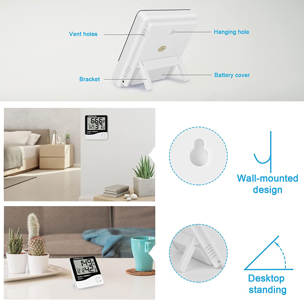 LCD Digital Thermometer Eyelash Extension Temperature Humidity Timer Hygrometer Weather Station Clock Lash Grafting Beauty Salon