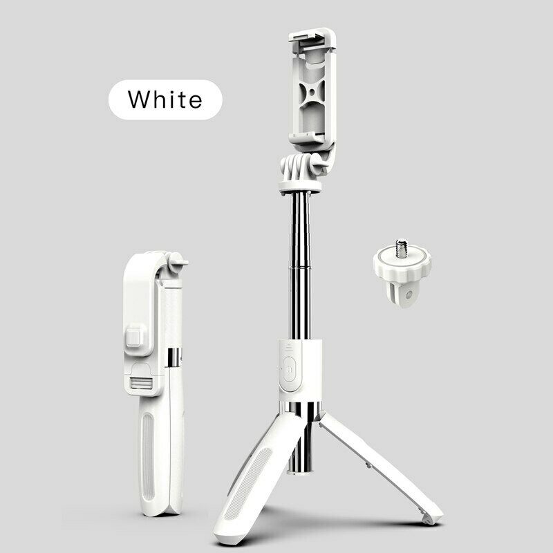 Perche à Selfie 3 en 1, trépied extensible monopode avec télécommande Bluetooth pour IPhone Samsung Huawei Xiaomi Smartphone: WHITE