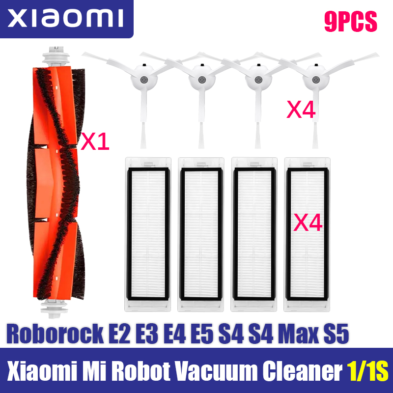 For Xiaomi Mi Robot 1/ 1S SDJQR01RR SDJQR02RR SDJQR03RR E3, S4, S4 Max, S5 Vacuum Cleaner Main Side Brush Filters Mop Parts: Red