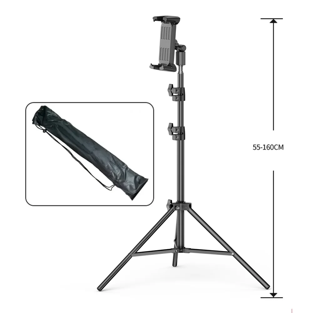 160cm Liftable Foldable Arm Tripod Floor Tablet Stand Phone Live Holder Support for IPhone IPad Smartphones Lounger Bed Mount: green