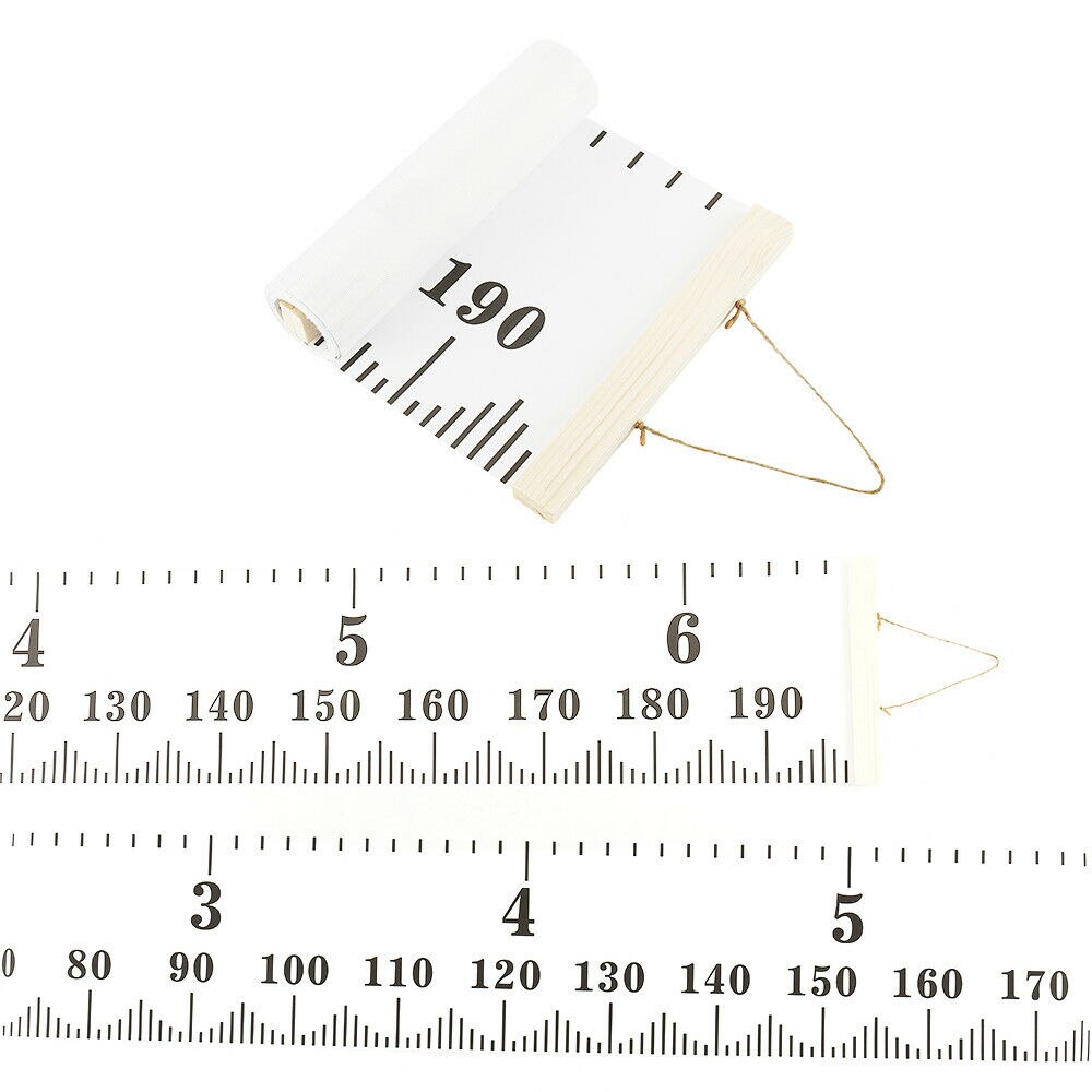 Barn tillväxtdiagram, träram tyg canvas höjdmätningslinjal från baby till vuxen för barnrumsdekoration 7.9 x 79in