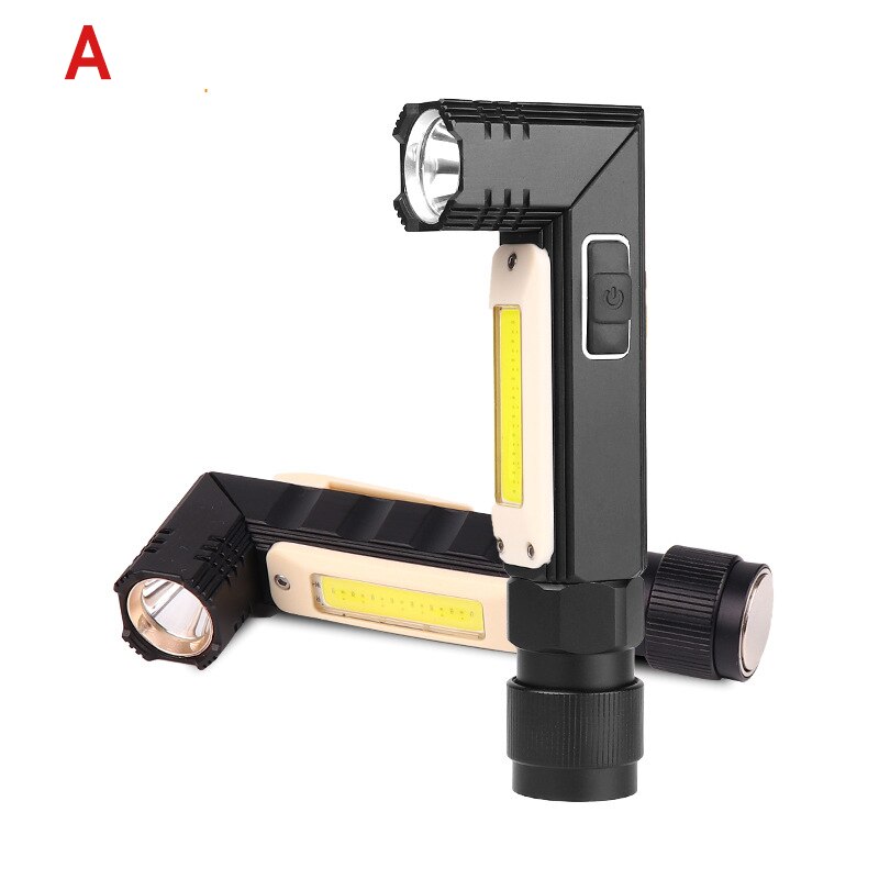 90 Degree LED Flashlight USB Rechargeable Torch Light for Outdoor Camping Free Angle Adjustable Light Work Night Flashlight: Yellow