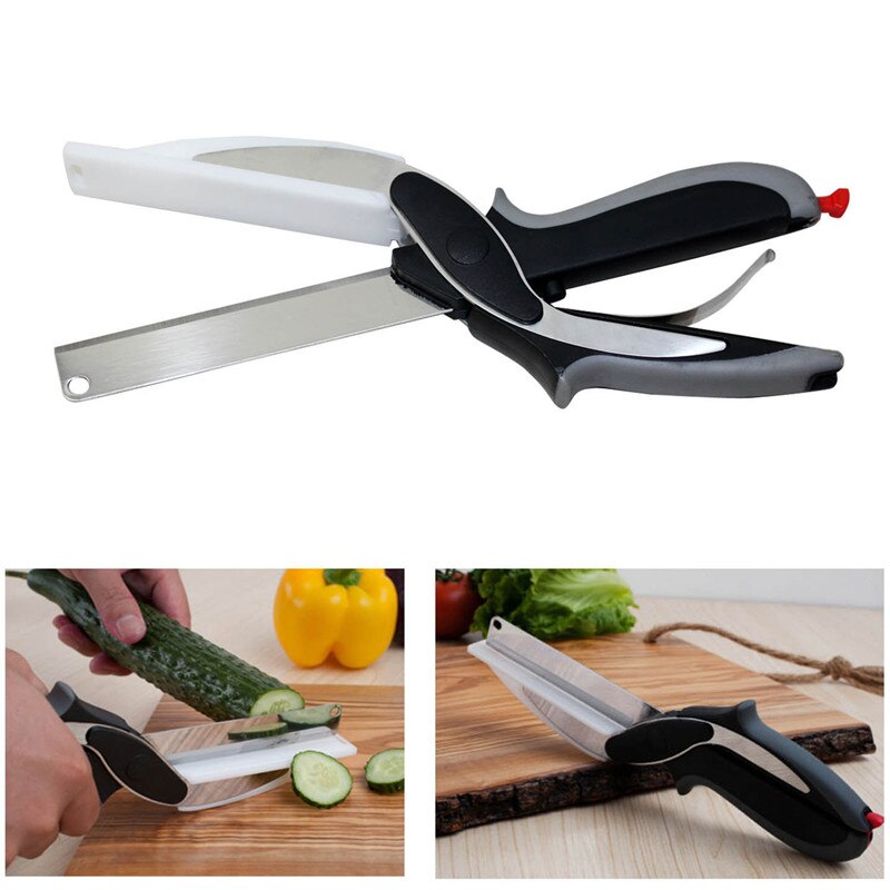 Keukenschaar - 24.5cm - Roestvrij Staal & PP Handvat - Snijplank Hakker - Fruit Groente Snijder
