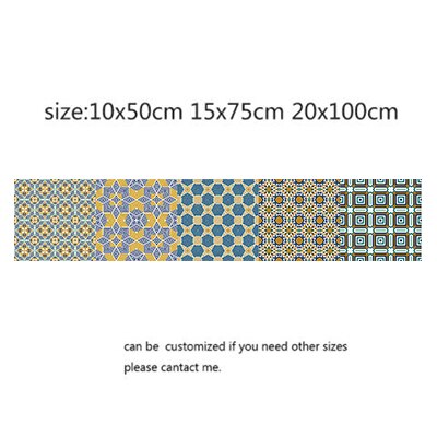 Retro mandala stil fliser klistermærker talje linje wallstickers køkken badeværelse toilet kant vandtætte selvklæbende decals: 3 / 20 x 100cm