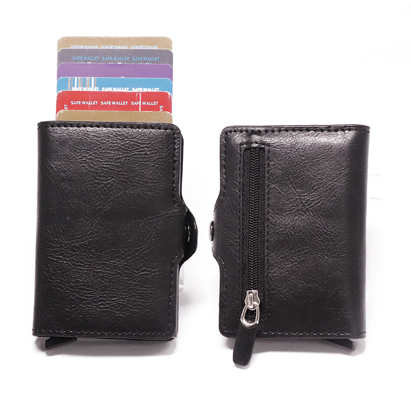 PU Leather Metal Credit Card Holder Single Box Card Case Women and Men RFID Wallets Business ID Holder