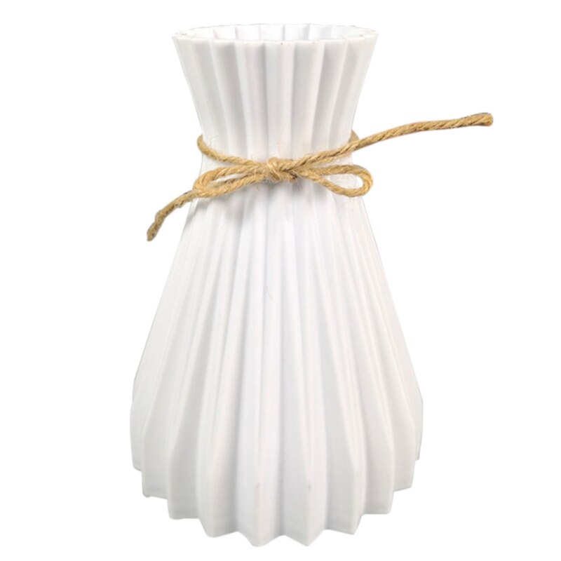 Nordic Stijl Plastic Bloem Vaas Decoratie Thuis Witte Vazen Imitatie Keramische Vaas Bloempot Decoratie Bloem Mand Vazen: WHITE