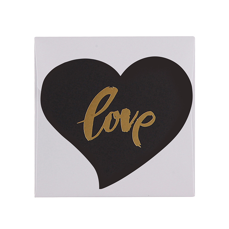 110x110mm Red/Black Heart Shape Writing Paper Card With Envelopes For Stamping With Mini Paper Envelopes: love