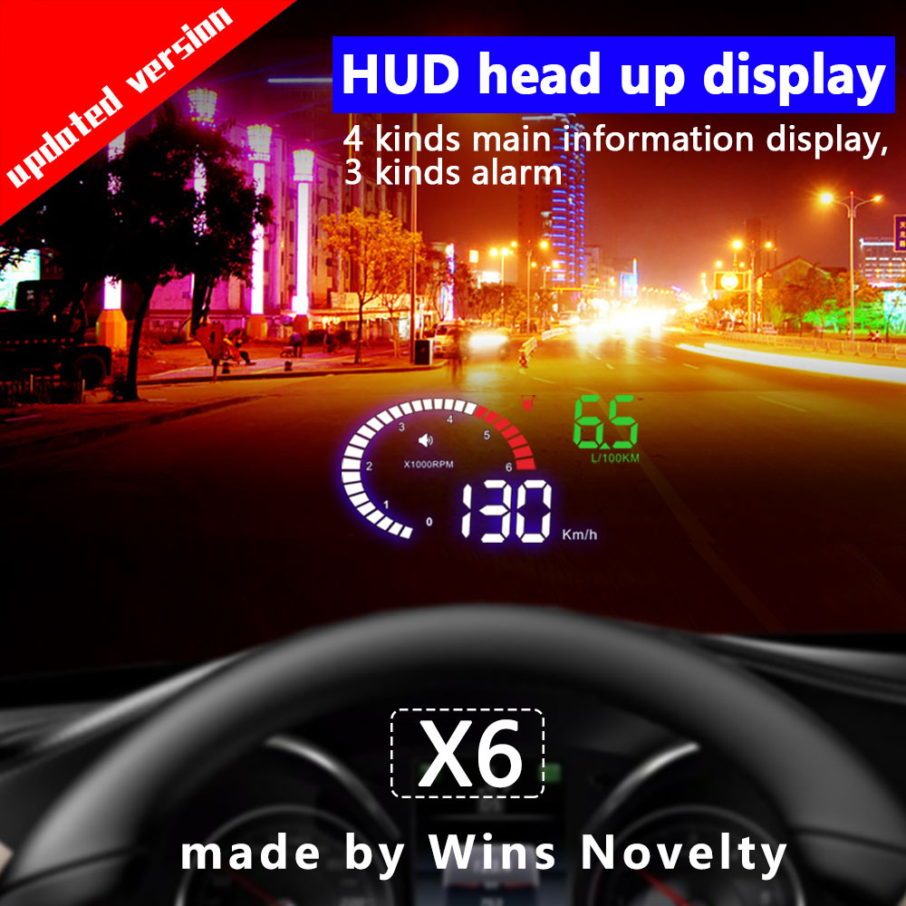 Hud OBD2 Auto Snelheid Projector Voorruit Projectie X6 Auto Styling Elektronica Tuning Cars Snelheid RPM Water Temperatuur Alarm