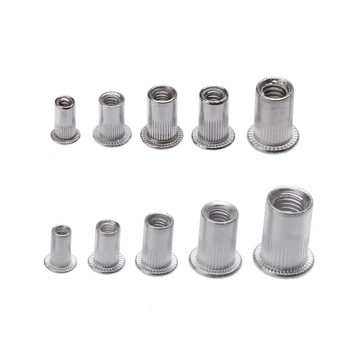300pcs Rivet Nuts Set Nutserts Aluminum Threaded Insert Nutsert Cap Flat Head Rivet NutsM3 M4 M5 M6 M8 M10