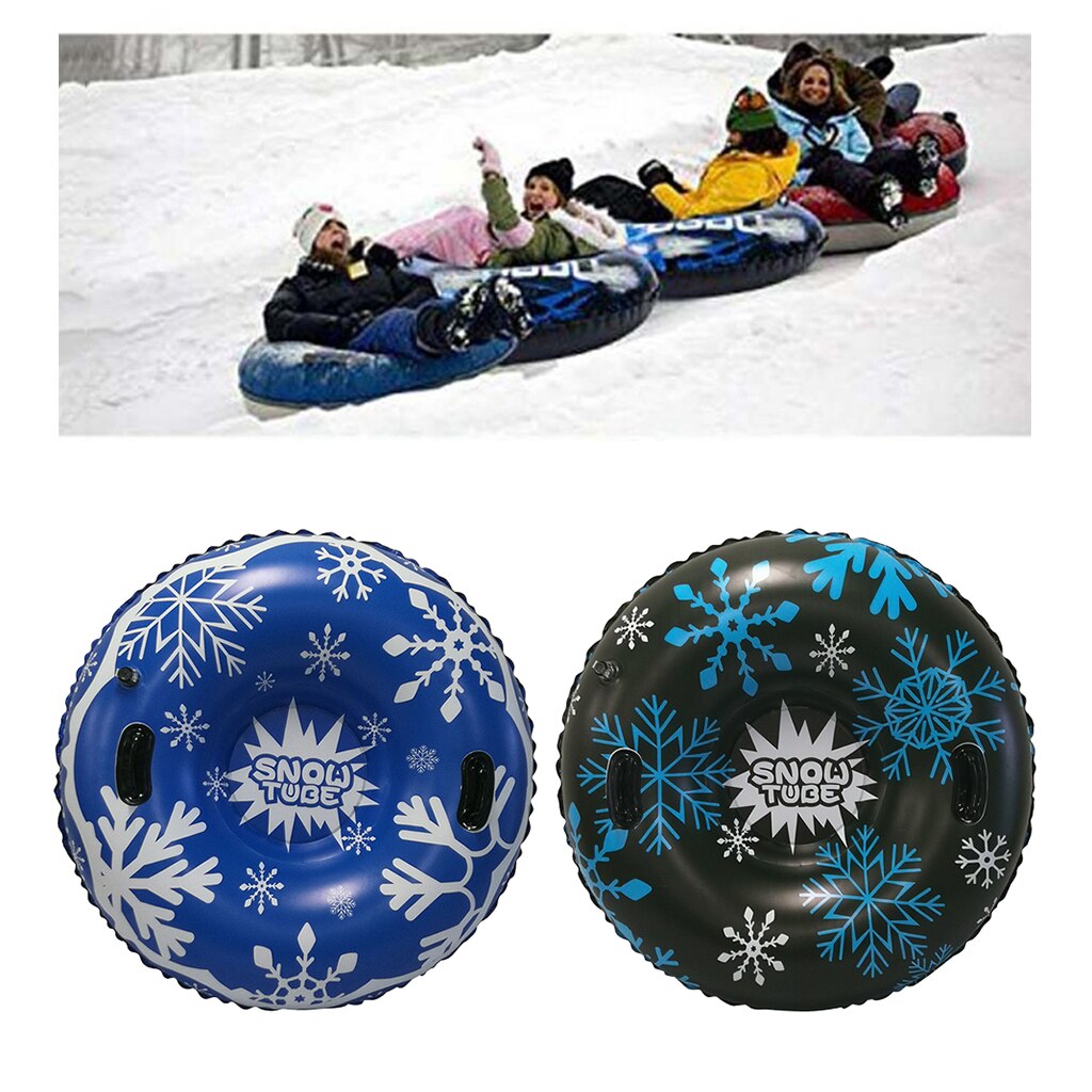 Deluxe Snow Tube with Large Handle Inflatable Snow Sled 1-2 Person Sledding Tube