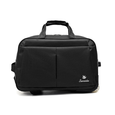 Sac de voyage pliant léger de sac de chariot de 24 pouces sac de traction de roue de tissu d'oxford de grande capacité: Black