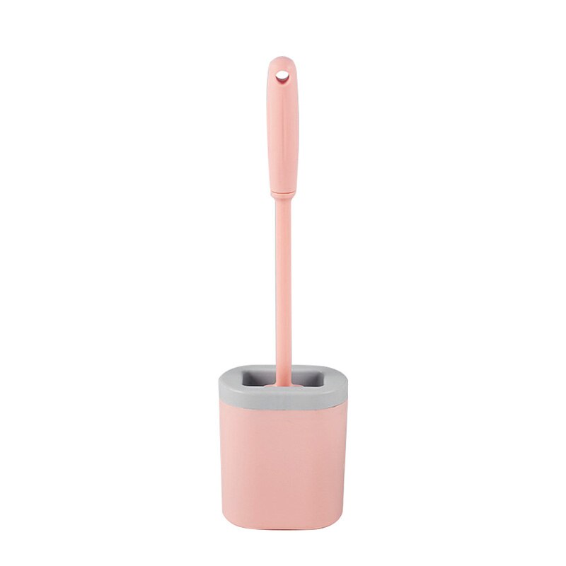 Silicone Brosse De Toilette Wc Mural Plat Tête Brosse de Nettoyage Brosse de Toilette Set De Support Outil Propre Durable Accessoire De Salle De Bain: pink