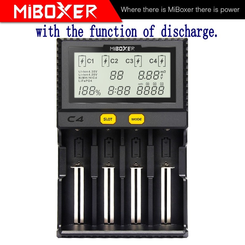 MiBoxer C4-Plus Batterie Ladegerät Doppel AA Max 2.5A/Slot Super Schnelle 18650 Ladegerät