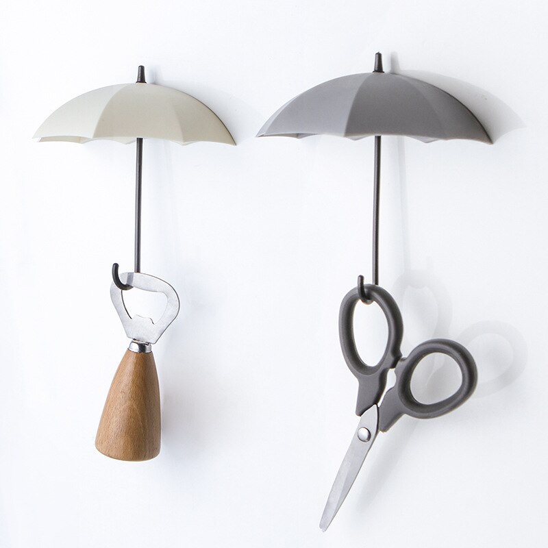 Colgador de pared con forma de paraguas, perchero para colgar artículos pequeños, cocina, baño, almacenamiento, decoración del hogar y la Oficina, 3 unids/lote