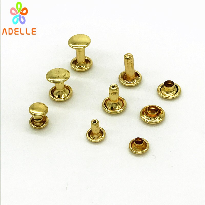 50 sets 100% Solid Brass Rivets Double Cap Rivets 8 sizes Punk Studs Leather Craft accessories DIY belt