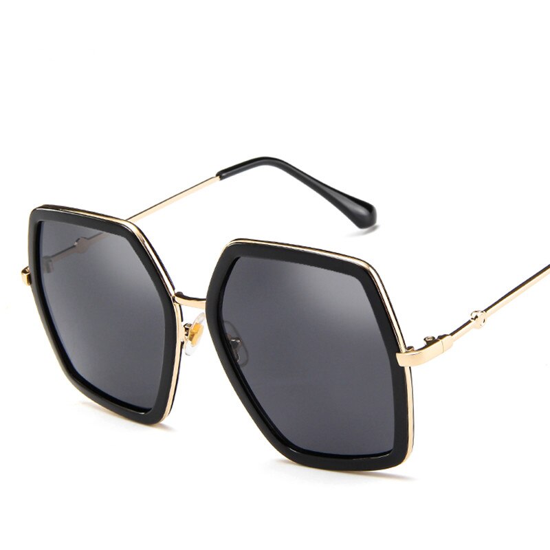 Overdimensionerede firkantede solbriller kvinder luksusmærke vintage solbriller store stel solbriller  uv400: Grå