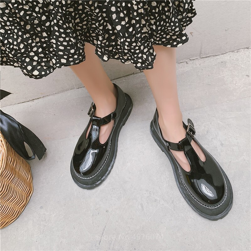 Kleine Leder Schuhe Weibliche Britischen Wind Sommer Neue Lolita Mädchen Japanischen Wilden Schwarz retro Maria Jane Schuhe Wort Schnalle: einstellen1 / 35