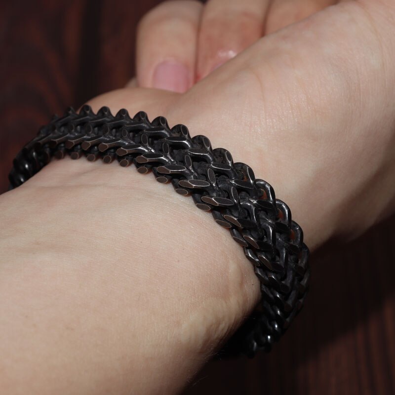 Retro-herrenarmband aus edelstahl mit magnetverschluss, antiksilberfarben, trendiger partyschmuck