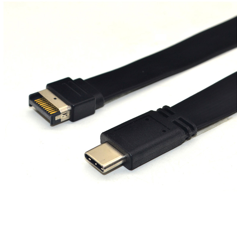 Conector hembra tipo E a usb-c, Cable de extensión de conversión tipo E a tipo C, cabezal de Panel frontal USB 3,1, 60cm/80cm