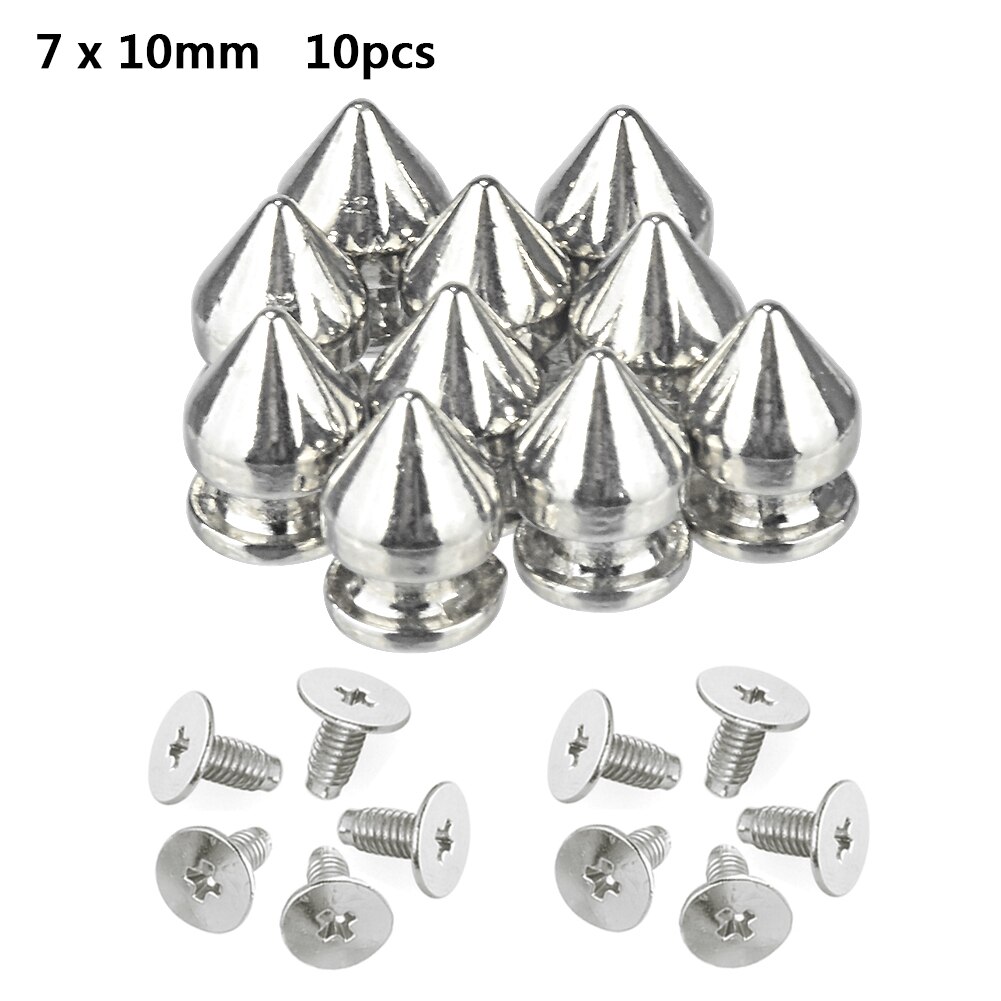 Remaches tipo bala plateados Para Ropa, tachuelas Punk de cuero, Parche de espinas, tachuelas Para Remaches, 10 Uds.: 7x10mm