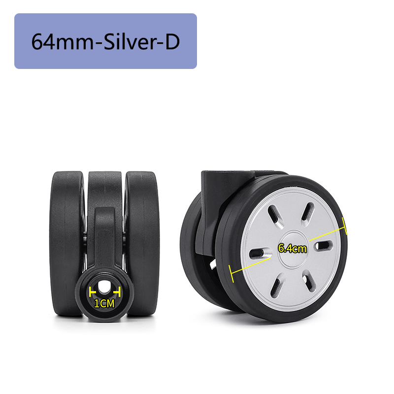 Bagagewielen voor rimowa reparatie, 50mm vervangende wielen, draagwielen, trolleykoffer, stille zwenkwielen, kofferaccessoires: M / Zilver