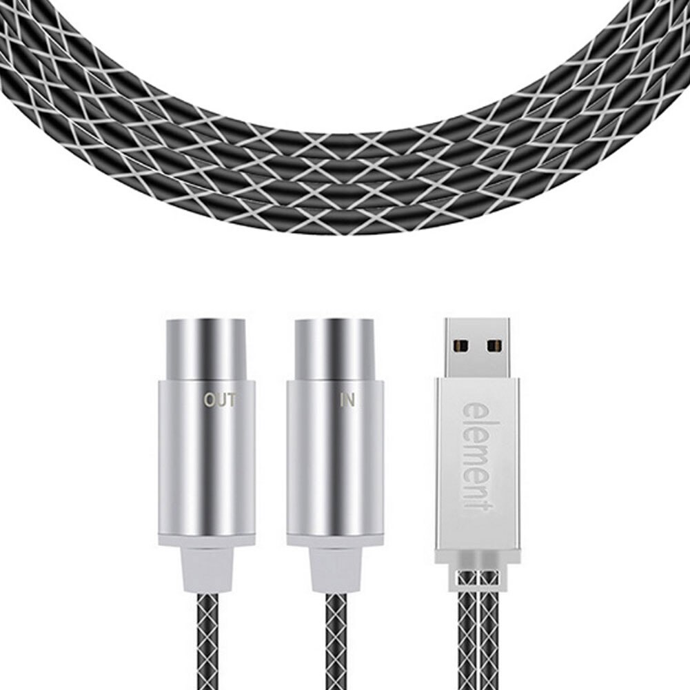 IN-OUT Converter USB MIDI ELEMENT MIDI Cable to USB Interface with Indicator Light FTP Processing Chip Metal Shell