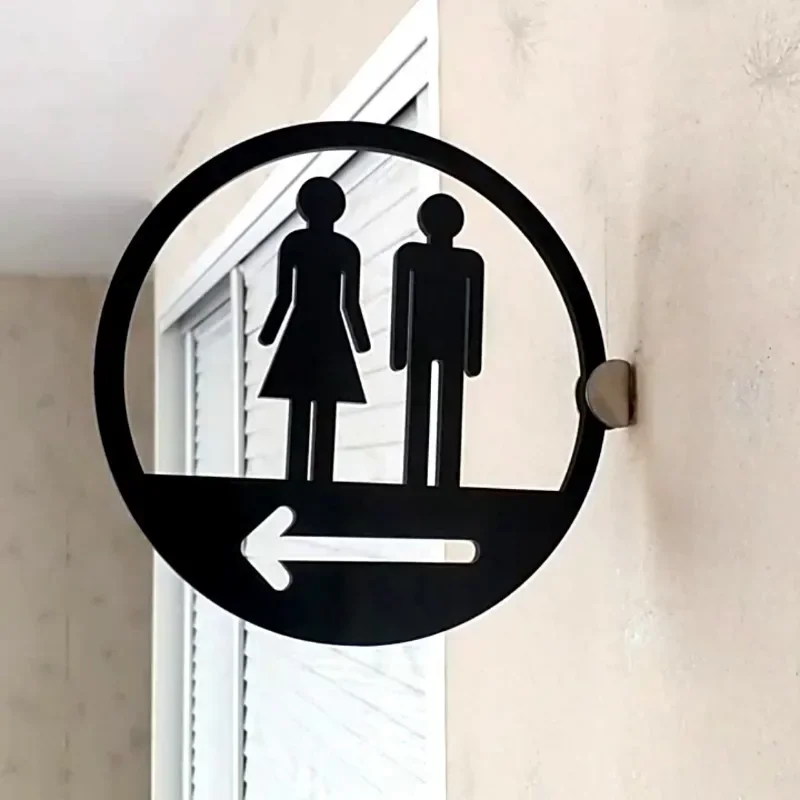 Door Sign Double-sided Side Mounted Restroom Reminder Sign Men's and Women's Bathroom Signage Acrylic Hotel WC Toilet Signage
