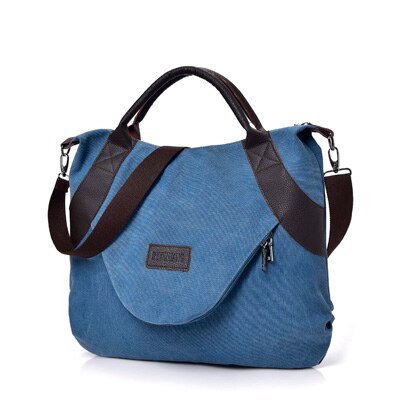 Bolsa de lona feminina com zíper, bolsa de ombro grande para mulheres, casual, sacola de compras, bolsa carteiro, para viagem, novo, 2021: Azul
