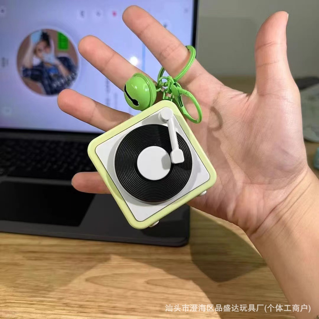 Portable Mini Christmas Retro Tape Recorder Keychain Music Playing Fun Decorative Item Compact Size Plastic Material: Yellow