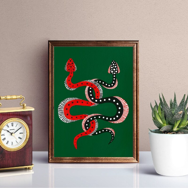 Sushi & Cheeseburger De Slangen Prints Grappig Creatieve Kunstwerk Schilderen Poster Retro Poster Kraftpapier