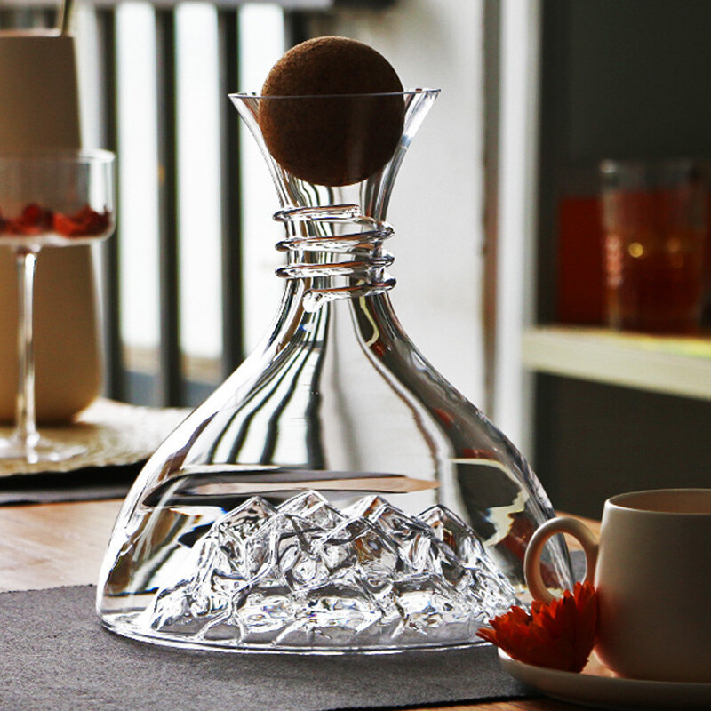 1800ML Red Wine Decanter Crystal Glass Reds Wines Whiskey Wines Wine Quick Waterfall Iceberg Dispenser Red Wines Kettle: Dark Khaki
