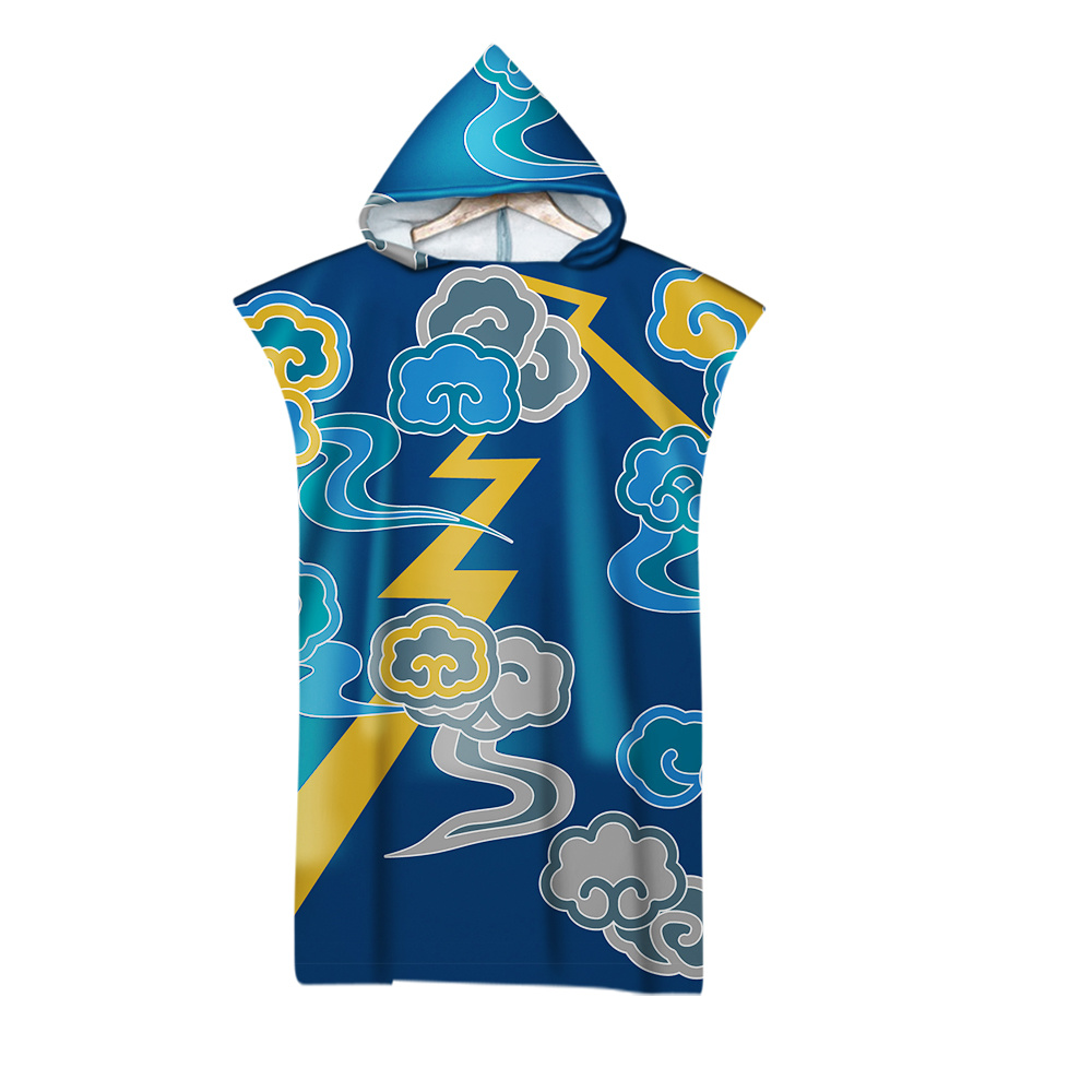 3D Waves Pattern Printed Beach Towel Adults Soft Hooded Bath Towels: 9