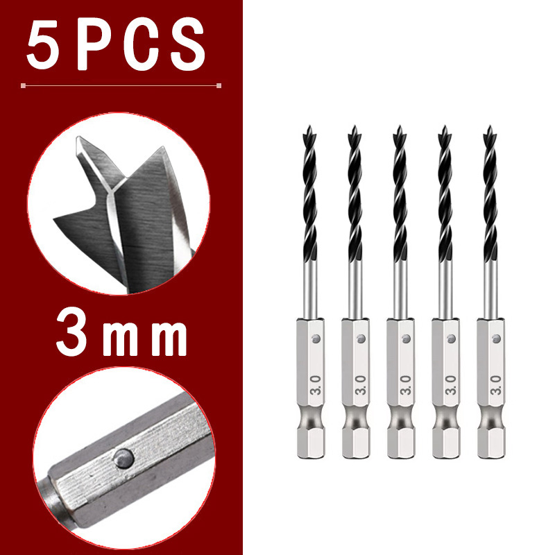 3/4/5/7 pièces 1/4 "tige hexagonale à trois points pour le travail du bois foret spécial 3.0mm-10mm HSS perforant perceuse électrique tête rotative: Rouge