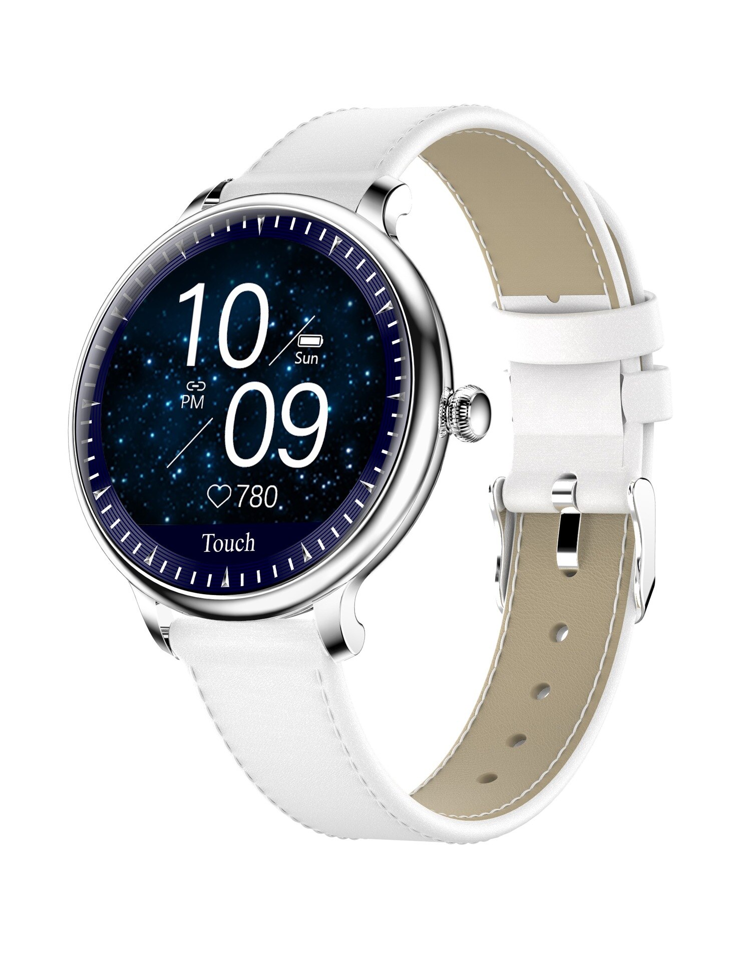 Casual Vrouwen Slimme Horloge Kleur Screen Sleep Hartslagmeter Compatibel Inkomende Oproep Stappenteller Wekker Camera Afstandsbediening: Leather White