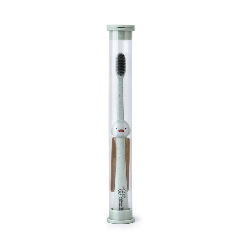 Brosse à dents pour enfants, manche de dessin animé, brosse buccale en charbon de bambou, soins de paille de blé naturel dégradable