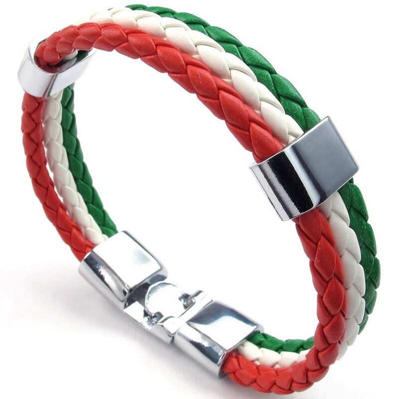 Schmuck Armbinde, Italienische flagge armreif, leder legierung, für männer frauen, grün weiß verrotten