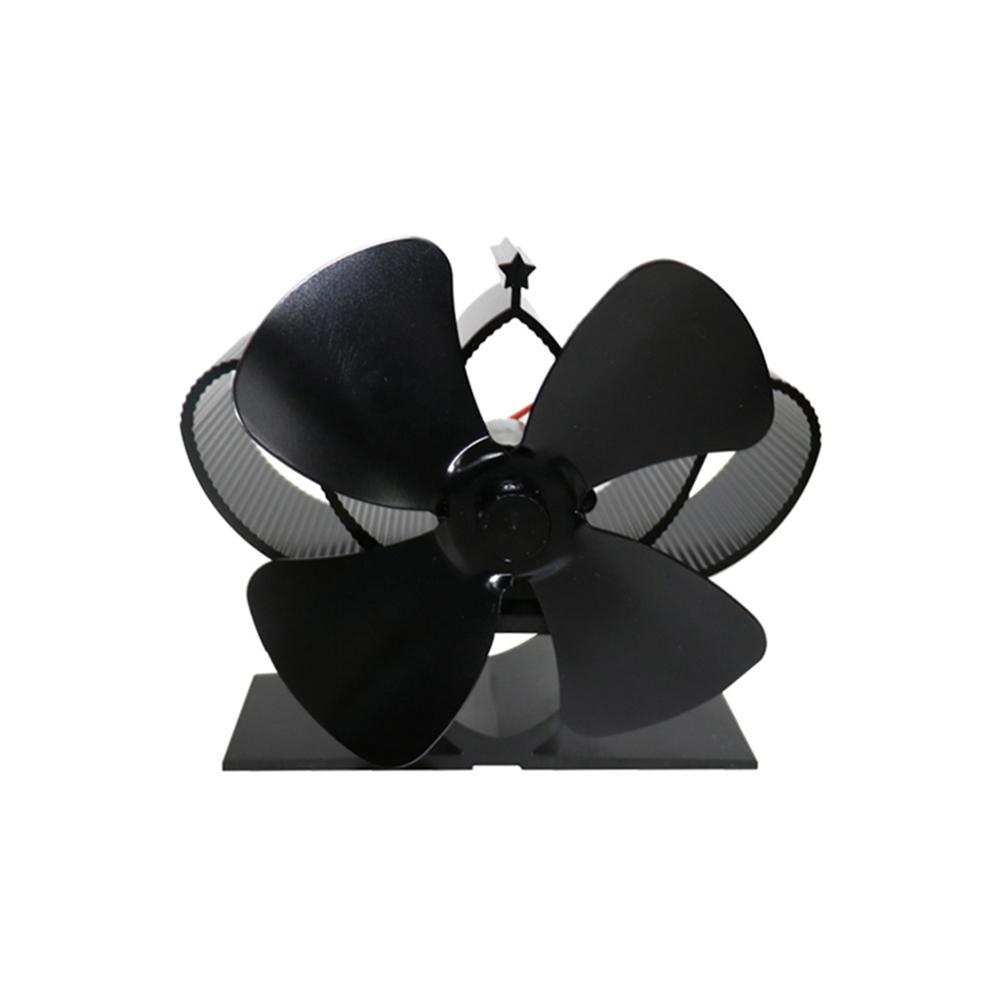 Mini Fireplace Fan 5 Blades Winter Home Heat Powered Stove Fan Wood Log Burner Fireplace Stove Fan Eco Friendly: Black