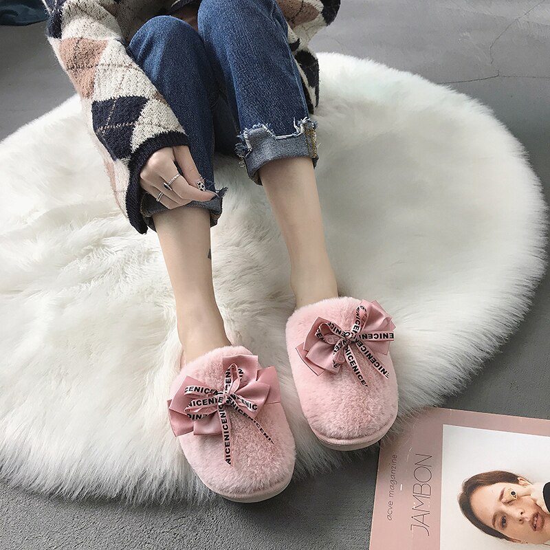 Femmes maison pantoufles hiver chaussures femme sans lacet plats diapositives femme fausse fourrure pantoufles femmes chaussures bout fermé g755