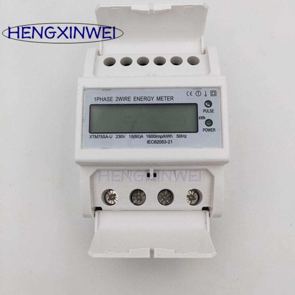 Din-kisko yksivaiheinen kwh-mittari energiamittari digitaalinen watti 5(20) 15(90) 20(100) 5(40) 10(50)a 50hz 60hz 220v 230v