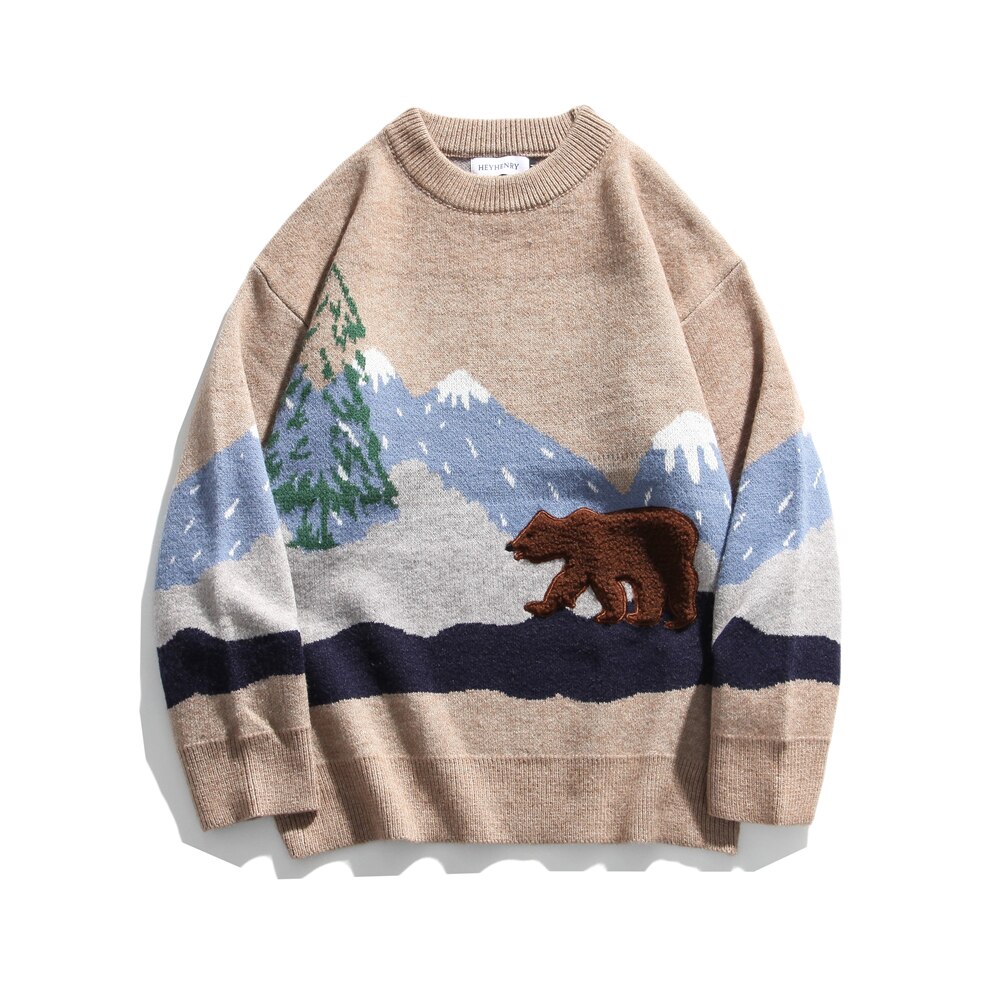 Oscn 7 grappige oversized truien heren winter high streetwear heren pullovers ronde hals vintage truien 0522: Wit / M