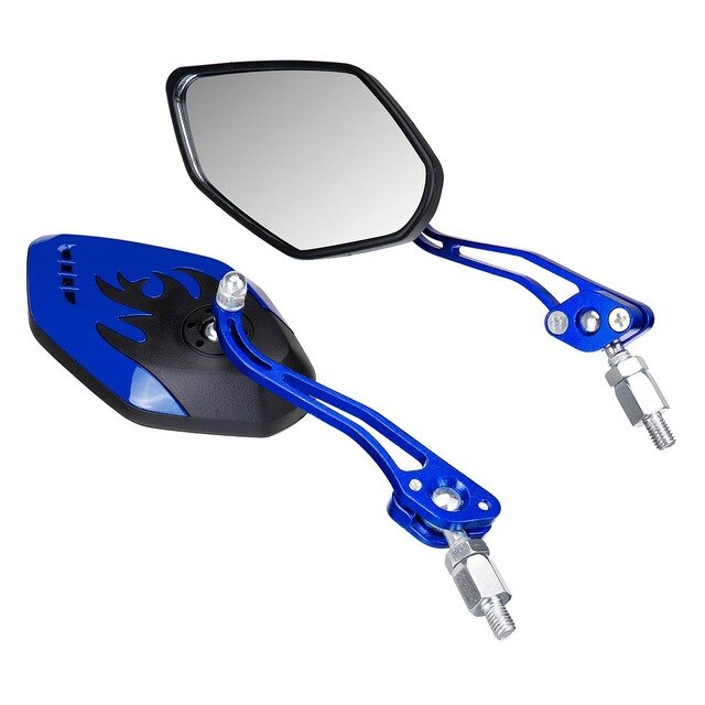 2 pièces/ensemble rétroviseurs universels moto moto 360 degrés Rotation moto Scooter rétroviseurs latéraux 8/10mm: blue