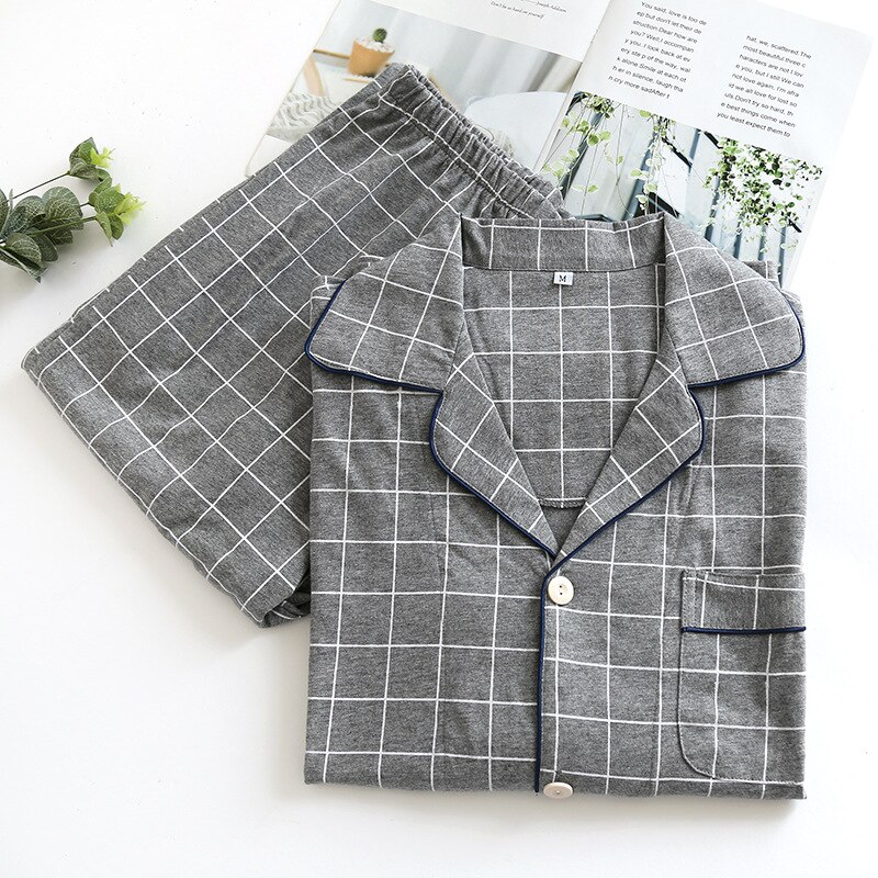 Klassieke Plaid Mannen Pyjama Sets Herfst Katoenen Pyjama Nachtkleding Nachtkleding Voor Mannen Lange Mouw Casual Night Nachtkleding Pijama